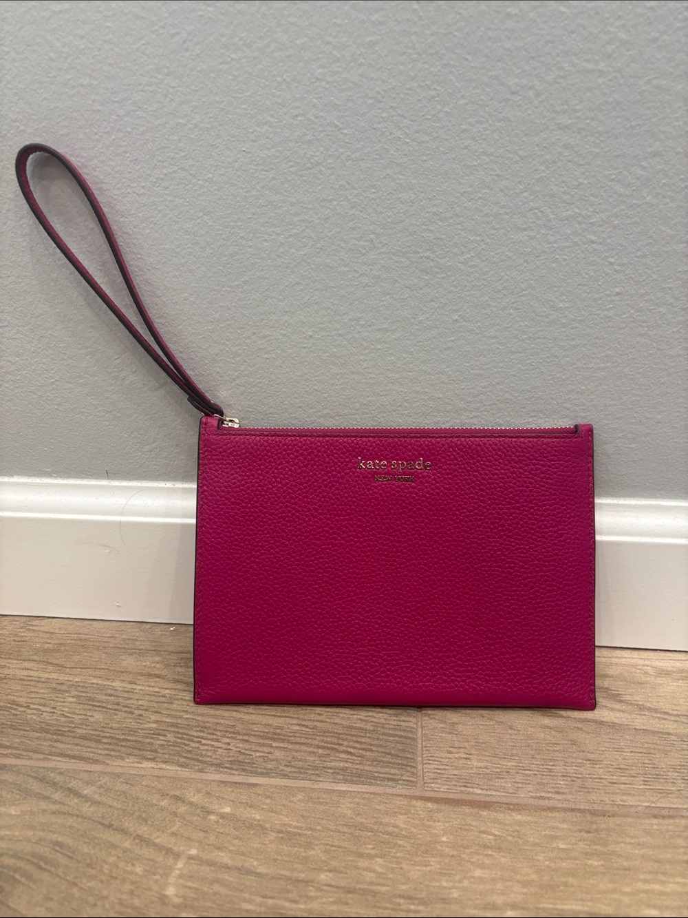 kate spade hot pink pebbled leather wristlet